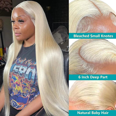 13x4 13x6 HD Transparent Full Lace Frontal Wigs 613 Blonde Colored Straight Human Hair Wig Lace Front Wigs For Women 46 Inches