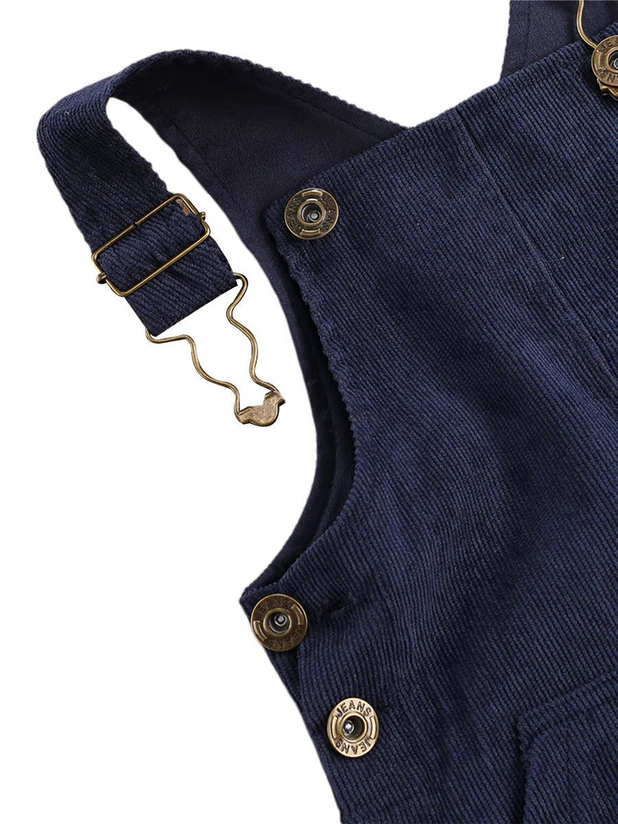 0-24months Unisex Baby Suspender Pants Jumpsuit With Buttons Fit Solid Color Overalls For Toddler Boys And Girls