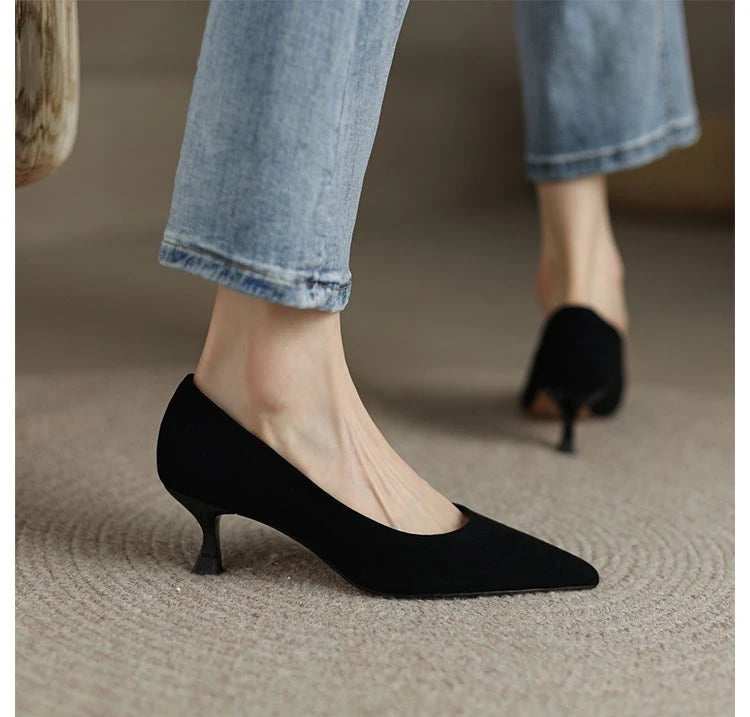 Female Shoes on Sale 2023 Spring Slingbacks Women's Pumps Concise Pointed Toe Thin Heels Ladies Office & Career Mid Heel Shoes