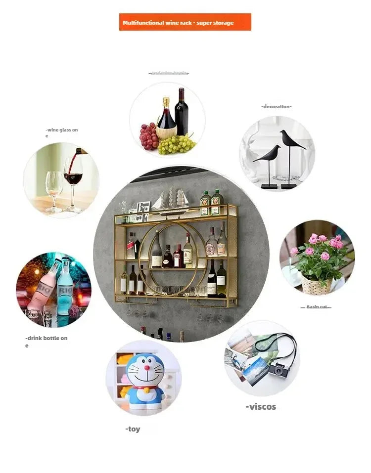 Wall Mount Wine Rack Bottle Wine Bar Cabinet Holder Adapt Single Miniature Black Cup Glass Storage Wine Cabinet Decor Szafeczki