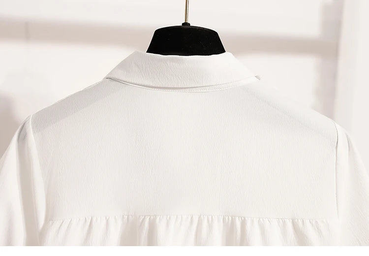 Plus Size Polo Shirt Women Summer 2025 New Korean Style Large Size Loose Chiffon Blouse Women Slim Waist Casual Tops Female