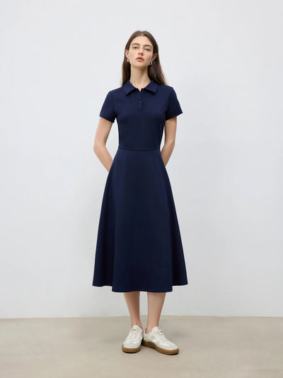 ZIQIAO 2025 Summer Women's Polo Mini Dress - Waist-Defining Silhouette & Breathable Textured Fabric Casual Dresses 25ZQ92190