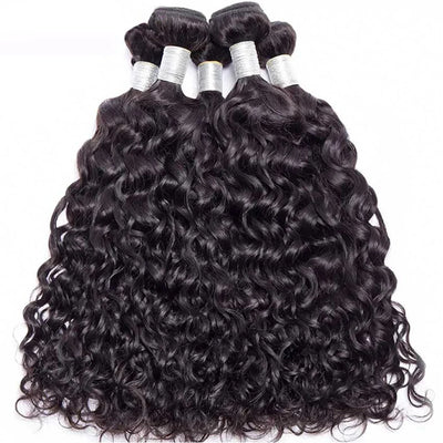 Raw 100% Human Hair Bundles Brazilian Water Wave Bundles Human Hair 1/3/4 Pcs Water Wave Curl Wet and Wavy Human Hair Extensions
