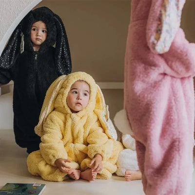 Winter Winter  Baby Romper Boys Girls Zipper Newborn Jumpsuit Cute Hooded Rabbit Pajamas Baby Girl Clothes 1-2 Years
