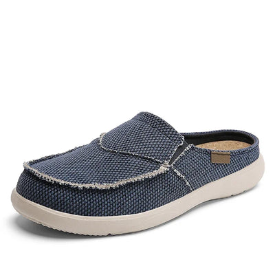 Men Half Shoes Slippers Summer Canvas Casual Classic Outdoor Slip-on Men Light Breathable Flat Loafers Walking Shoe Zapatillas