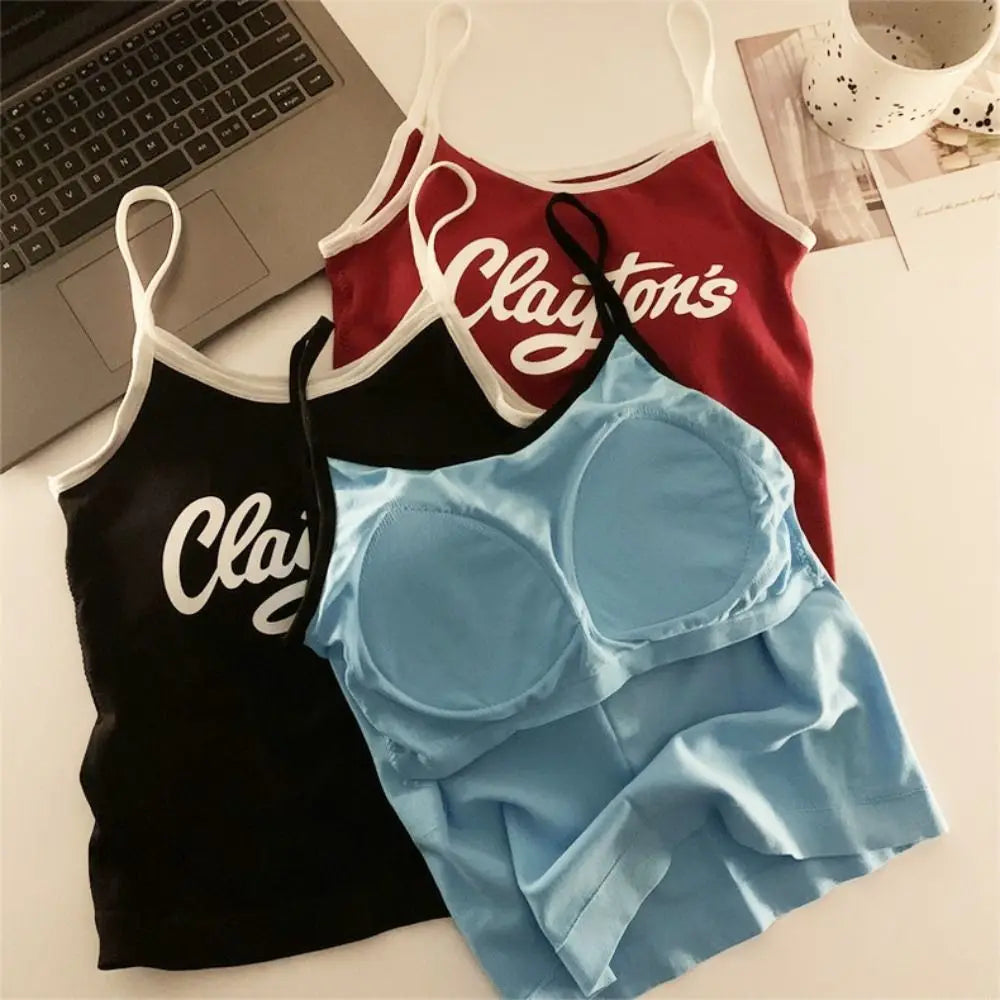 All-Match with Pads Letter Printed Tank Top