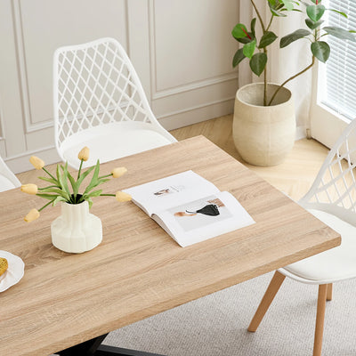 Modern Minimalist Rectangular Dining Table With Metal Base, For 4 - 6 People, Suitable For Kitchen/Dining Room, 140*80cm