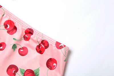Weird Puss Hottie Sexy 3 Piece Set Women Summer Cherry Print Halter Bra+Thong+Skirts Vacation Beach Party Clubwear Matching Suit