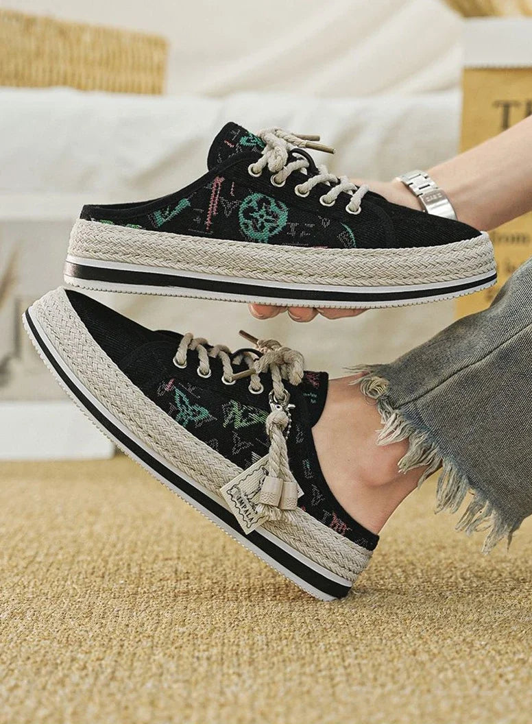 Shoes Summer Mules Half Sandals Man Canvas Slippers for Men Original Designer Luxury High Quality Fashion Rubber Casual Adult