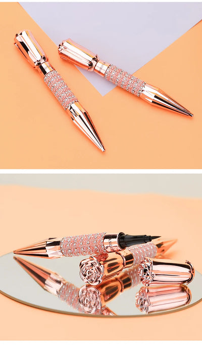 Precision Liquid Eyeliner Pen - Long-lasting, Waterproof, Transfer-proof, Quick-Dry Black Eyeliner with Sparkling Design