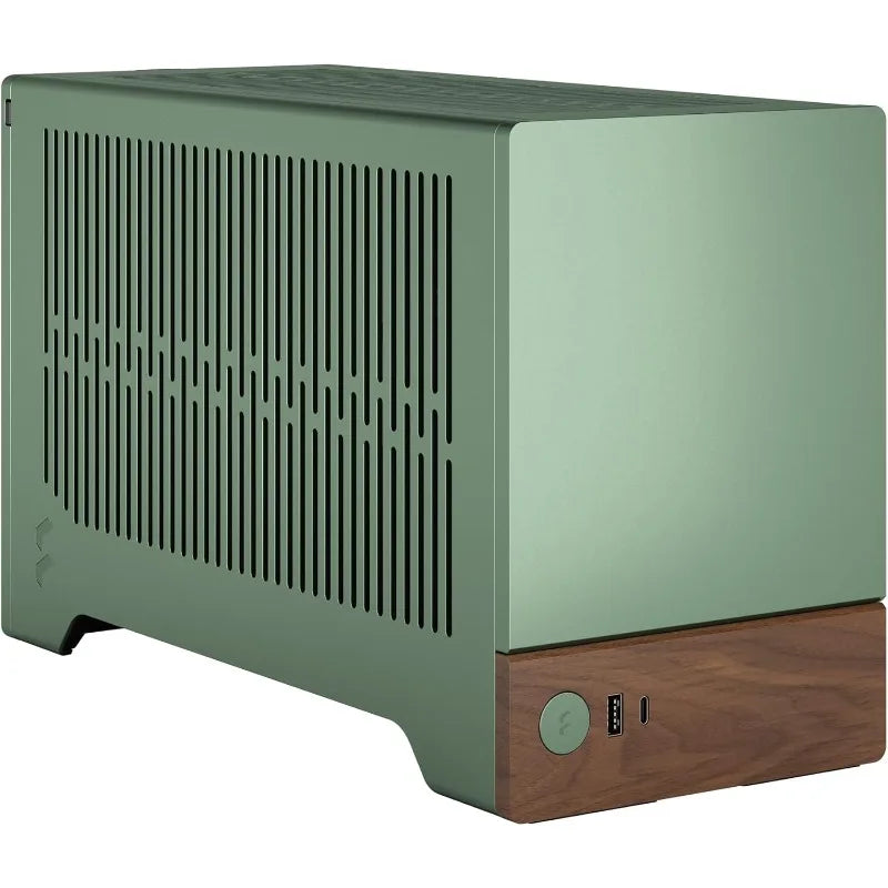 Terra Jade - Wood Walnut Front Panel - Small Form Factor - Mini ITX Gaming case – PCIe 4.0 Riser Cable – USB Type Anodized
