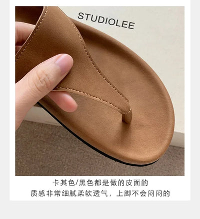 Flat with Slip-on Casual Modern Sandals Low Heel Solid 2025 High Quality Ladies Shoes Back Strap Roman Women's Sandals
