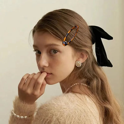 2/4/8Pcs Vintage Leopard Hair Clips Y2K Cute Korean Charm BB Hair Clip Print Glue Oval Hair Clips Student Woman Hair Accessories