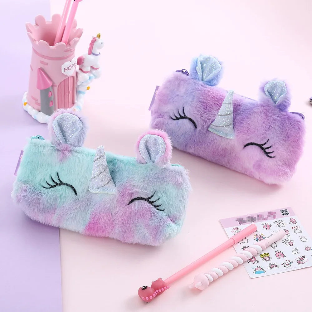 Plush Unicorn Cute Pencil Case Licorne Kawaii Girls Estuche Para Lpices for Trousse Astuccio Canvas Scolaire School Cartuchera