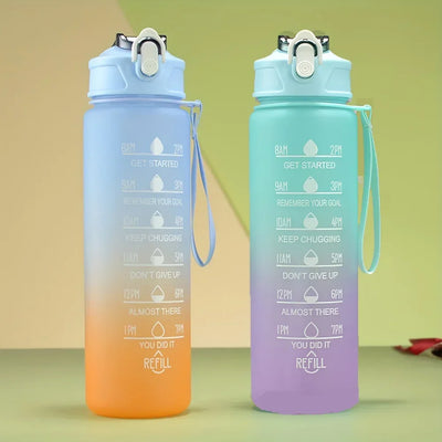 900ml Leakproof Water Bottles with Times To Drink and Straw Motivational Drinking Sports Water Bottle for Fitnes Gym Outdoor