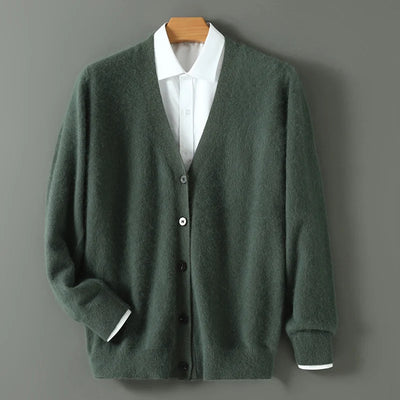 Women's Plus size Autumn Winter New Cardigan V-Neck Top 100% Mink Cashmere Knitted Sweater Casual Loose Large Long Sleeved Tops