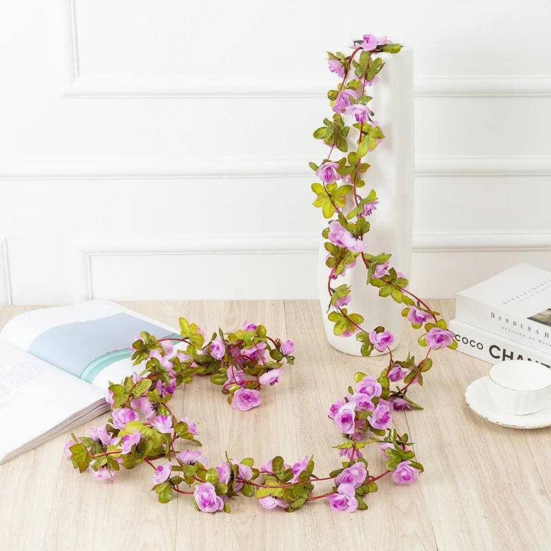 250CM Rose Artificial Flowers Christmas Garland for Home Room Wedding Decoration Spring Autumn Garden Arch DIY Fake Plant Vine