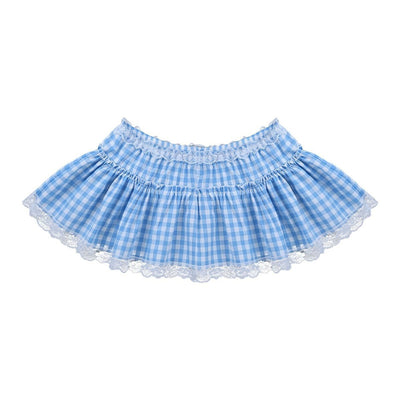 Lace Gingham Mini Skirt