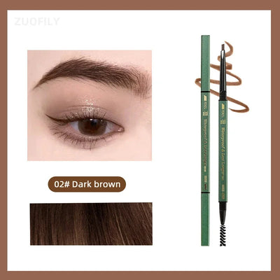 2 In1 Fine Triangle Eyebrow Pencil Eyebrow Brush Long Lasting Waterproof Sweatproof Ultra Precise Brow Definer Eye Brow Makeup