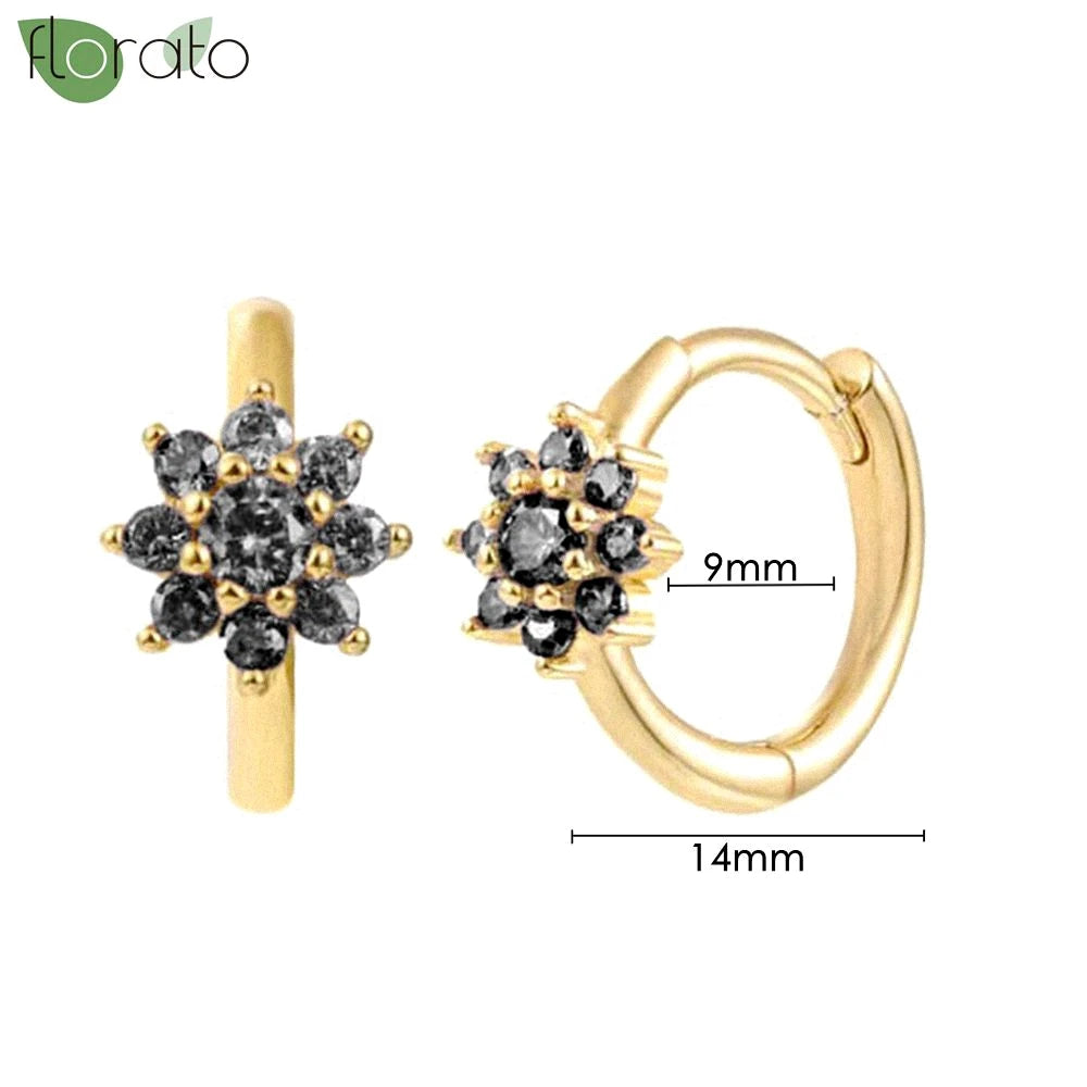 925 Sterling Silver Needle Fashion Round Pendant Small Earrings Luxury Gold Hoop Earrings for Women Premium Black Jewelry Gifts