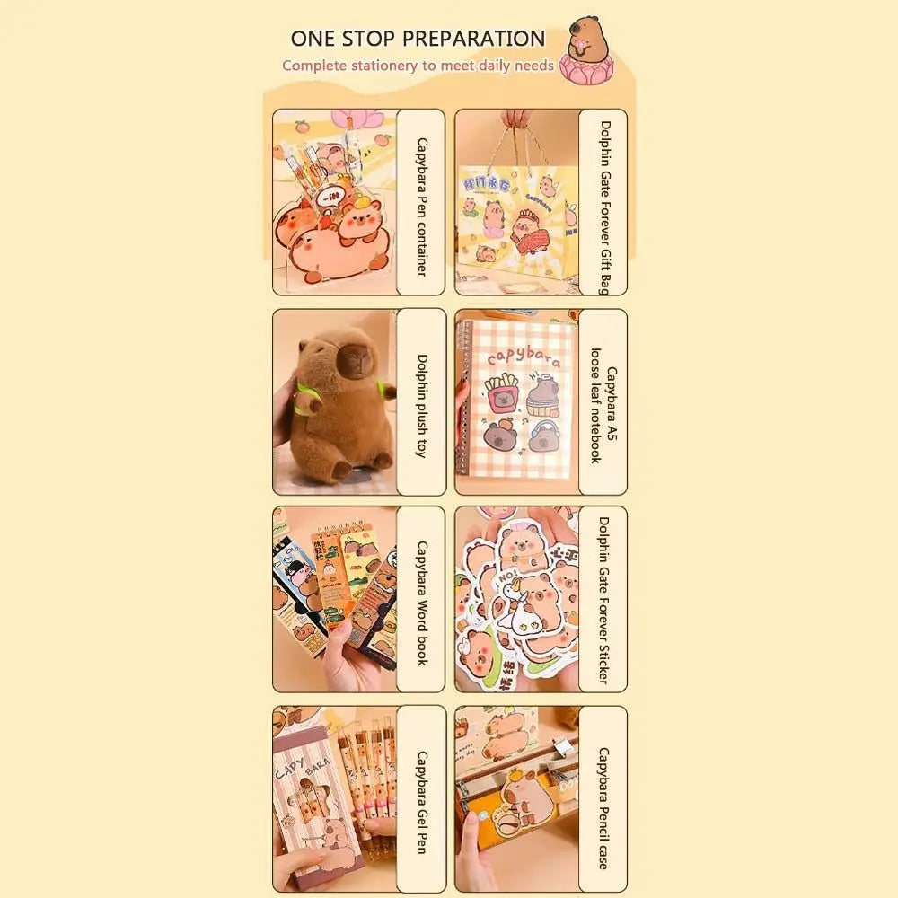Large Capacity Gift Box Capybara Stationery Set Pencil Case Abundant Back-to-school Gift Kit Cute School Supplies for Students