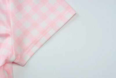 Square Collar Short Sleeve Bodycon Plaid Print T-Shirt