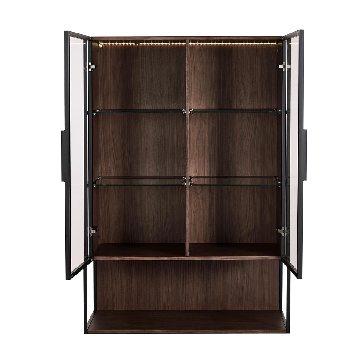130cm Tall Lighted Display Cabinet, LED Curio Cabinet With Metal Frame And Tempered Glass Door For Living Room Home Office Study