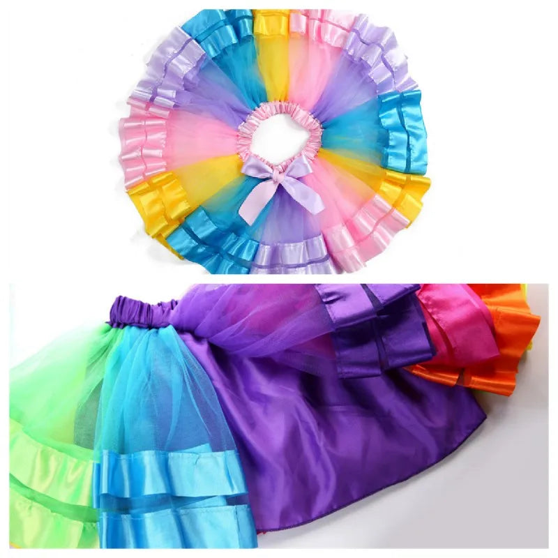 Baby Tutu Skirt Infant Girls Colorful Rainbow Tulle Skirt Princess Mini Dress Children Clothing Pettiskirt Toddler Cloth