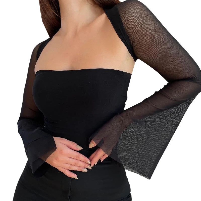 Xingqing 2 Piece Outfit Women Tube Top with Shrug Off Shoulder Sleeveless Vest and Flared Cardigan Shrug y2k Clothes Streetwear