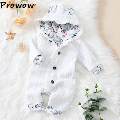 Prowow Cartoon Fox Baby Winter Clothes Romper Jumpsuit For Newborns Zipper Cute Ears Hooded Thicken Infant Overalls For Children