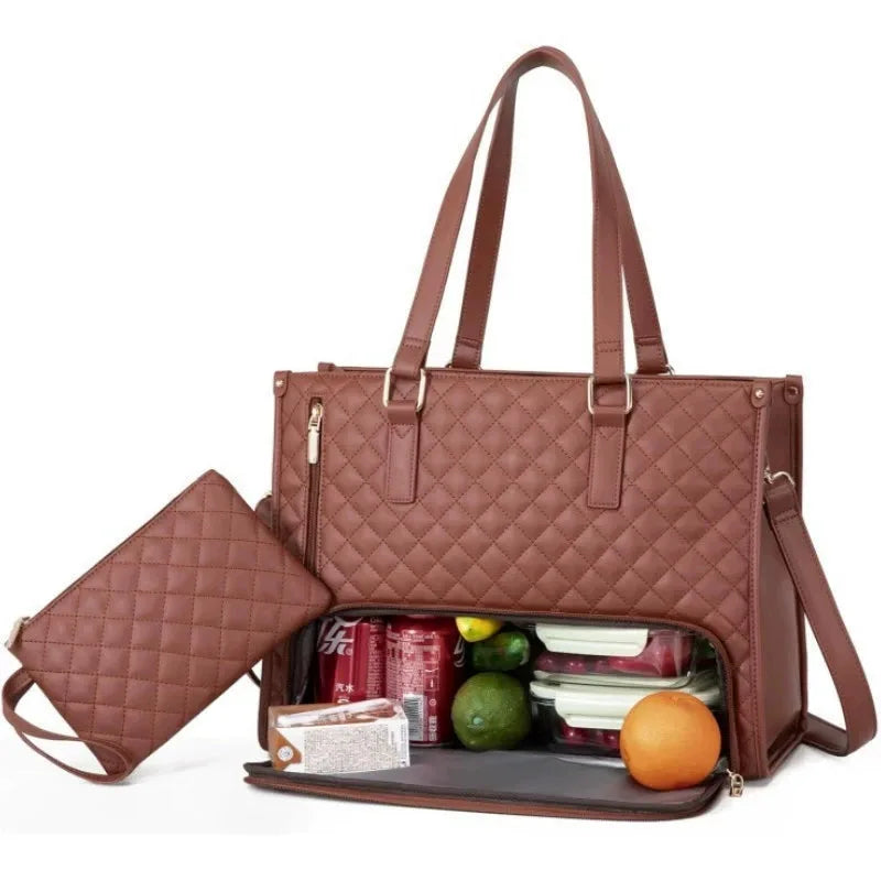 Convenient Commute 2025 New Lunch Bag Women's Insulated Lunch Box Women's Leak-proof Large Purse Diagonal Computer Storage