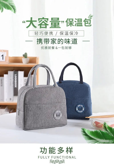 Functional Pattern Cooler Lunch Box Portable Insulated Canvas Lunch Bag Thermal Food Picnic Lunch Bags For Women Kids