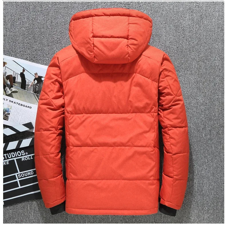 Men's Winter Parkas Hood Thick Warm Waterproof Jackets New Top Male Winter Jacket White Duck Down Parka Casual Goose Feather
