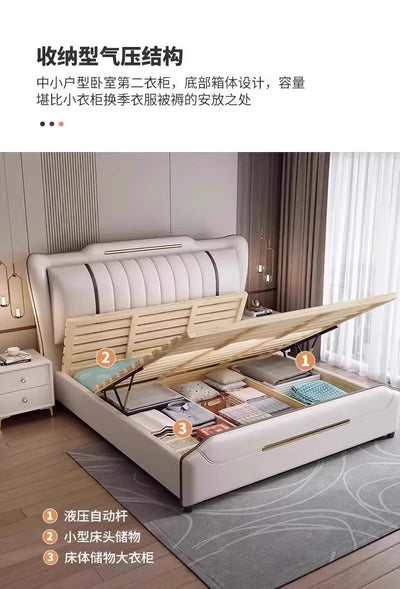 Waterproof Bedroom Bed Aesthetic Modern Lounge French Beds Upholstery Nightstands Meuble De Chambre Furniture Decoration