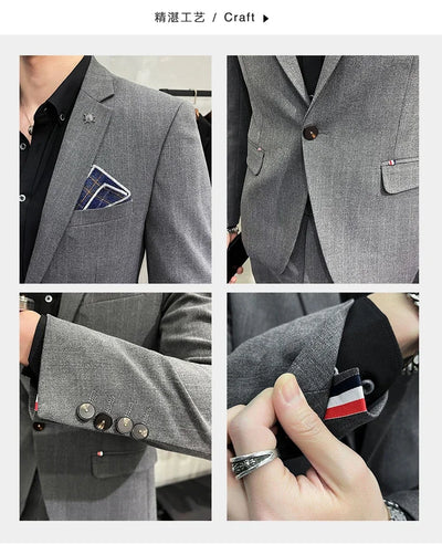 High-Quality Two-Piece Groom Wedding Suit Business Casual Banquet Costume for Men Luxury Ensemble with Trousers