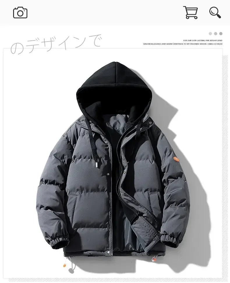 Men Hooded parka Thick Warm Colorful Bubble Coat Winter Jacket Mens Streetwear Hip Hop Parka Korean Black Clothes Puffer Jackets