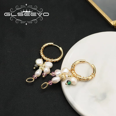 925 Sterling Silver Colorful Tassel Fresh Water Pearl Hoop Earrings Original Design Handmade Womans Luxe Jewelry GE0904