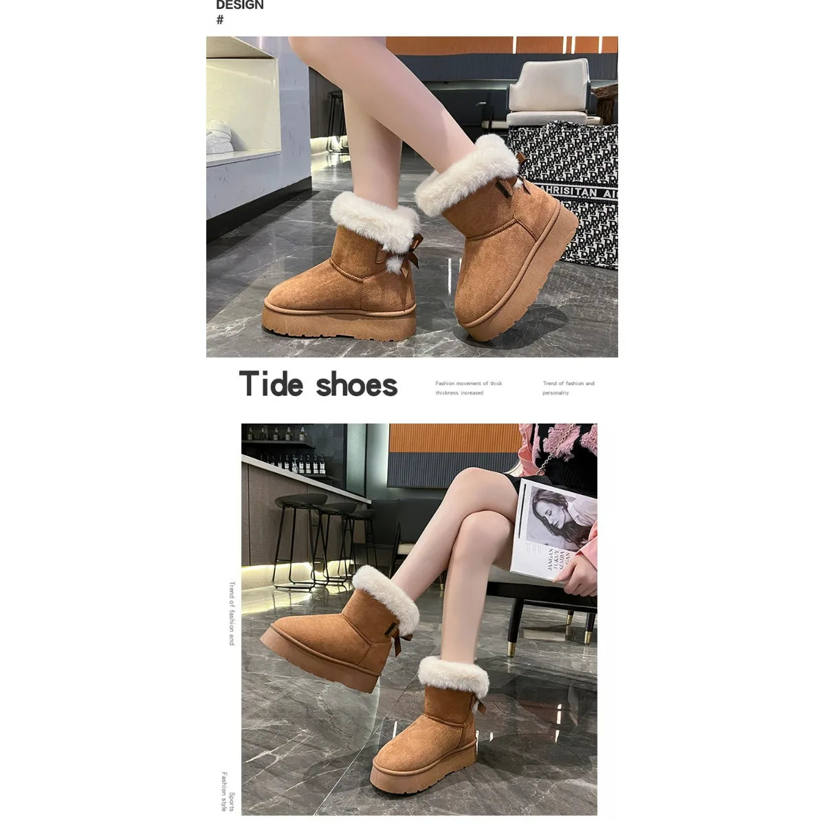 Snow Boots Women Winter Shoes Women Platform Boots Warm Plush Cotton Shoes Thicken Winter Woman Boots Flat Non-slip Botas Mujer