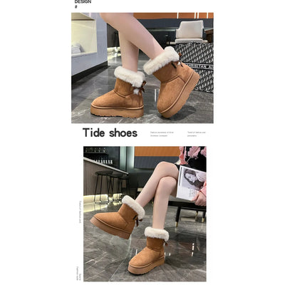 Snow Boots Women Winter Shoes Women Platform Boots Warm Plush Cotton Shoes Thicken Winter Woman Boots Flat Non-slip Botas Mujer