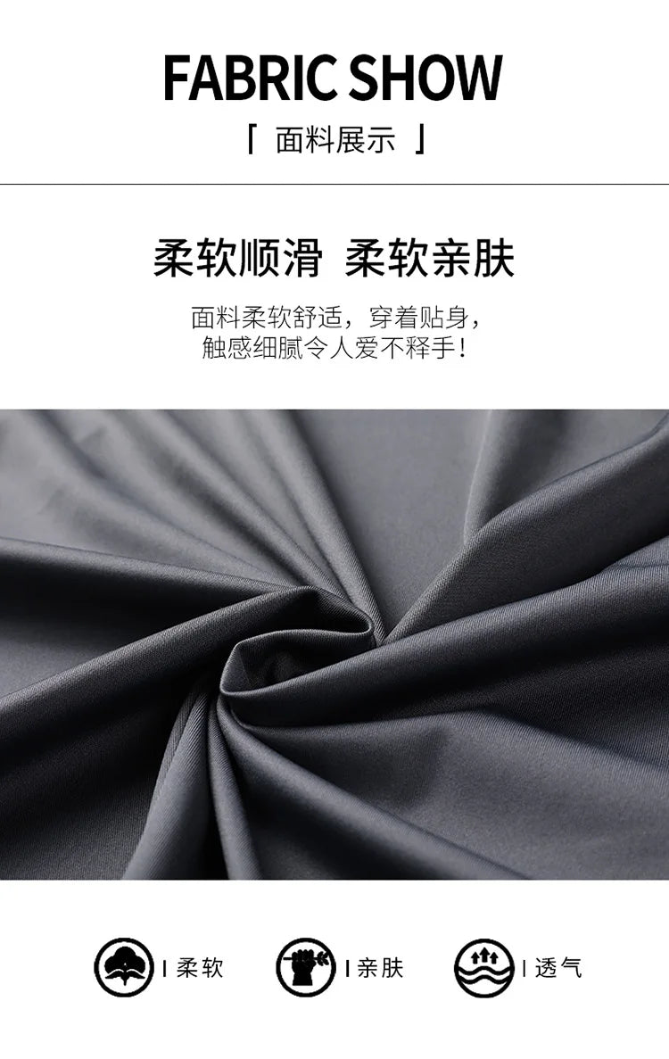 Summer New High-grade Hidden Button Men's Light Luxury Short Sleeve Shirts Men High Elastic Business Anti-wrinkle Ice Silk Shirt
