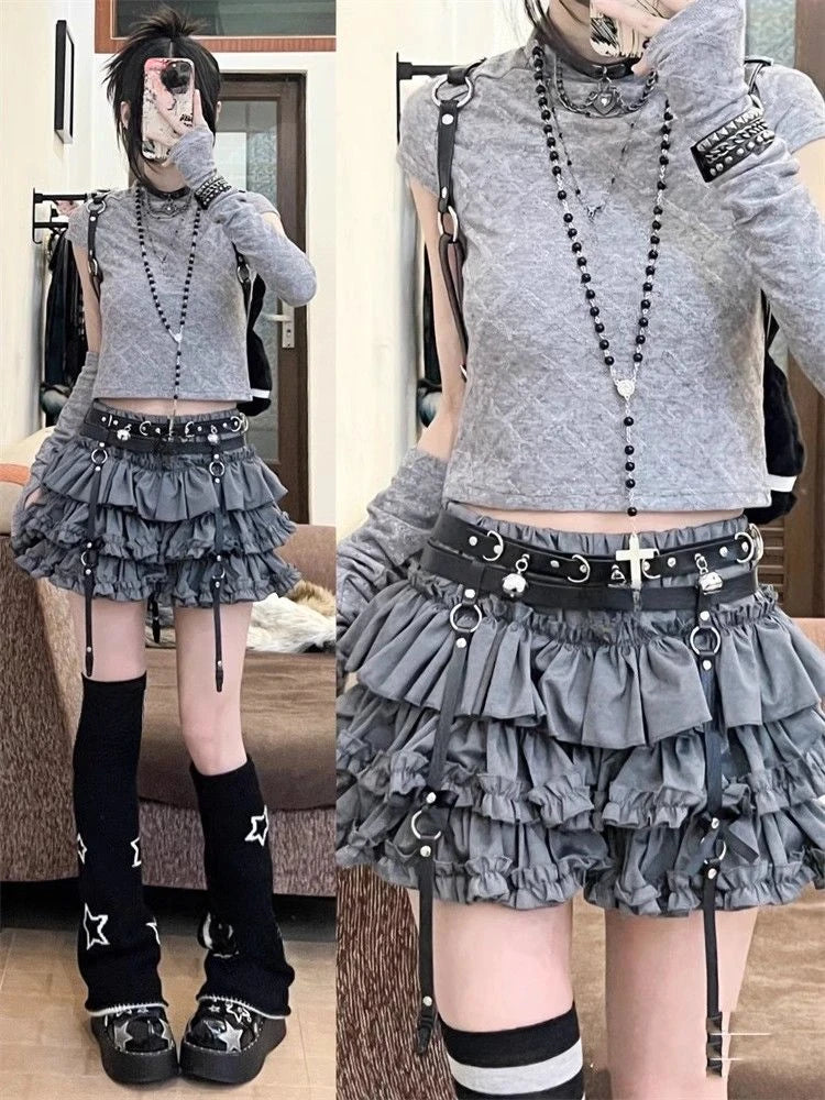 Gothic Y2k Elastic Waist Harajuku Y2k Short Skirt