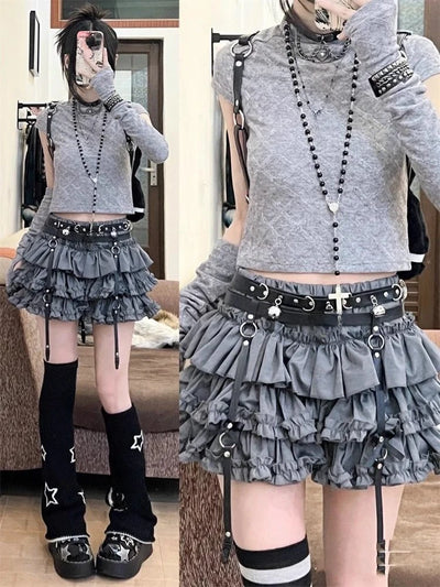 Gothic Y2k Elastic Waist Harajuku Y2k Short Skirt