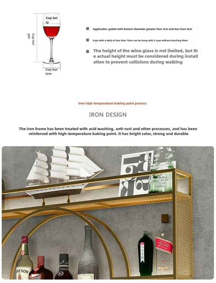 Wall Mount Wine Rack Bottle Wine Bar Cabinet Holder Adapt Single Miniature Black Cup Glass Storage Wine Cabinet Decor Szafeczki