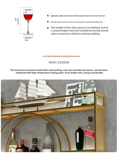 Wall Mount Wine Rack Bottle Wine Bar Cabinet Holder Adapt Single Miniature Black Cup Glass Storage Wine Cabinet Decor Szafeczki