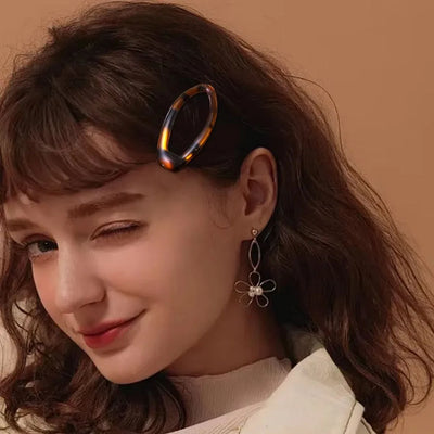 2/4/8Pcs Vintage Leopard Hair Clips Y2K Cute Korean Charm BB Hair Clip Print Glue Oval Hair Clips Student Woman Hair Accessories