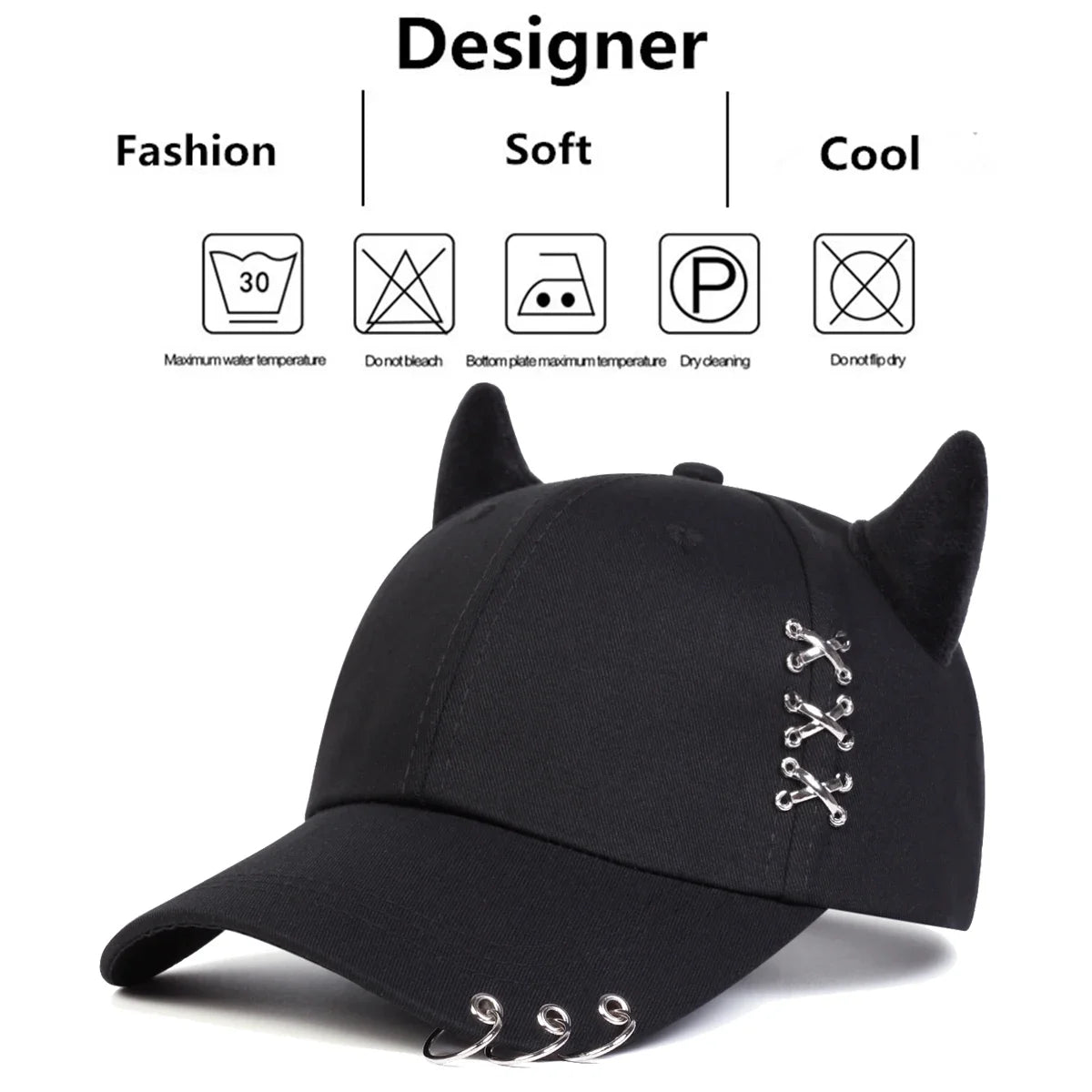 Unisex XXX Iron Ring Bull Horn Personality Baseball Caps Spring Autumn Outdoor Adjustable Casual Hats Sunscreen Hat
