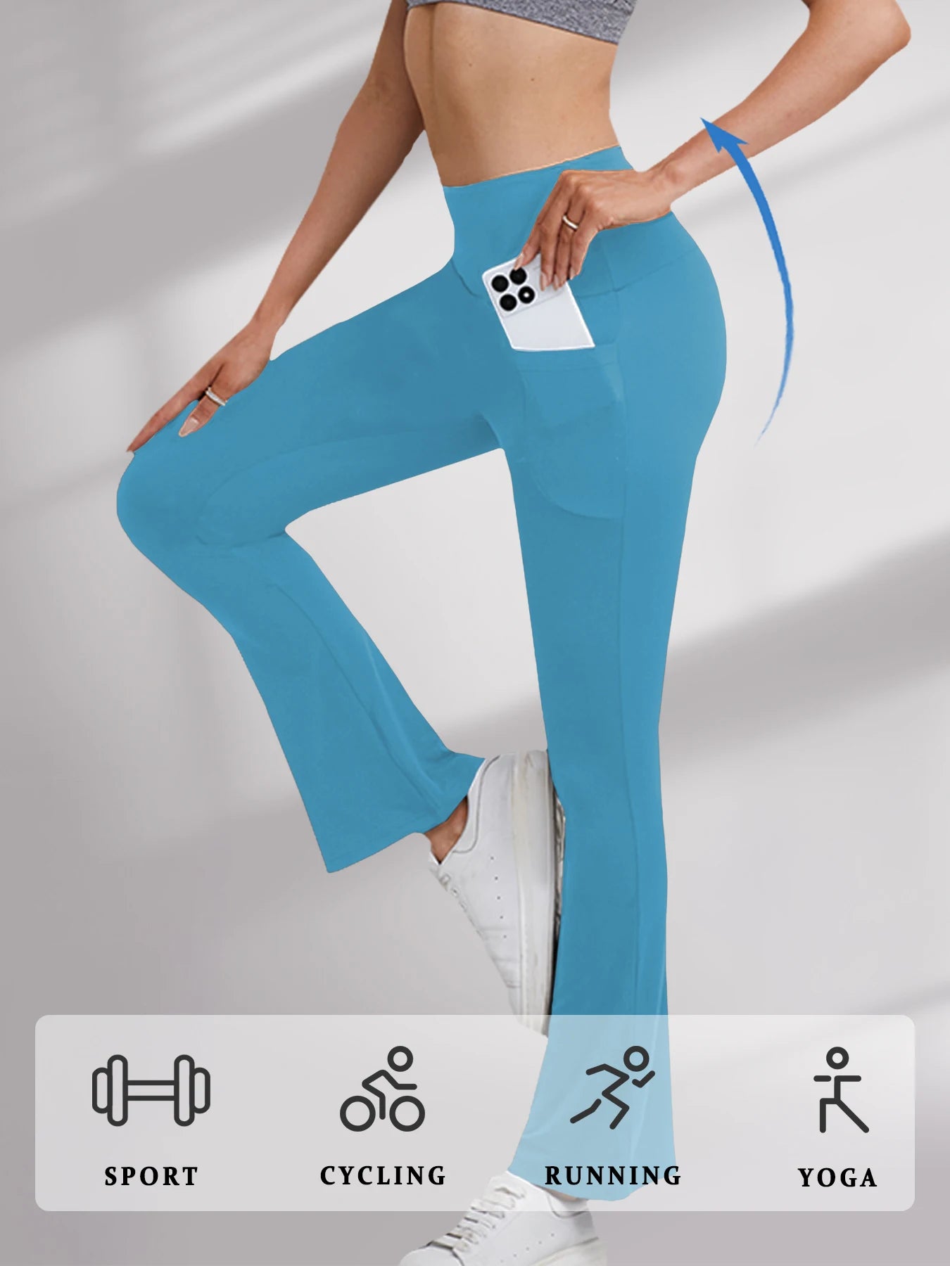 Women's Super Soft Flare Pants with Pockets High Waisted Tummy Control Workout Yoga Push Up Gym Fitness Leggings Bell Bottoms