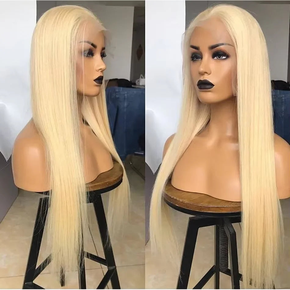 13x4 13x6 HD Transparent Full Lace Frontal Wigs 613 Blonde Colored Straight Human Hair Wig Lace Front Wigs For Women 46 Inches