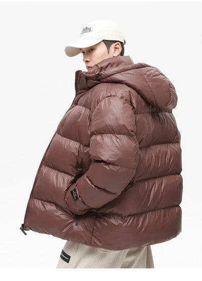 Solid Color with Hoodie Warm Puffer Jackets Padded Cotton Clothes Waterproof Jackets Man Winter Coats Men Hooded Zipper Parkas