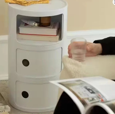 Nordic Bedside Table Portable Creative Round Storage Cabinet Bedroom Multi-Layer Modern Simple Plastic Nightstand Storage Locker